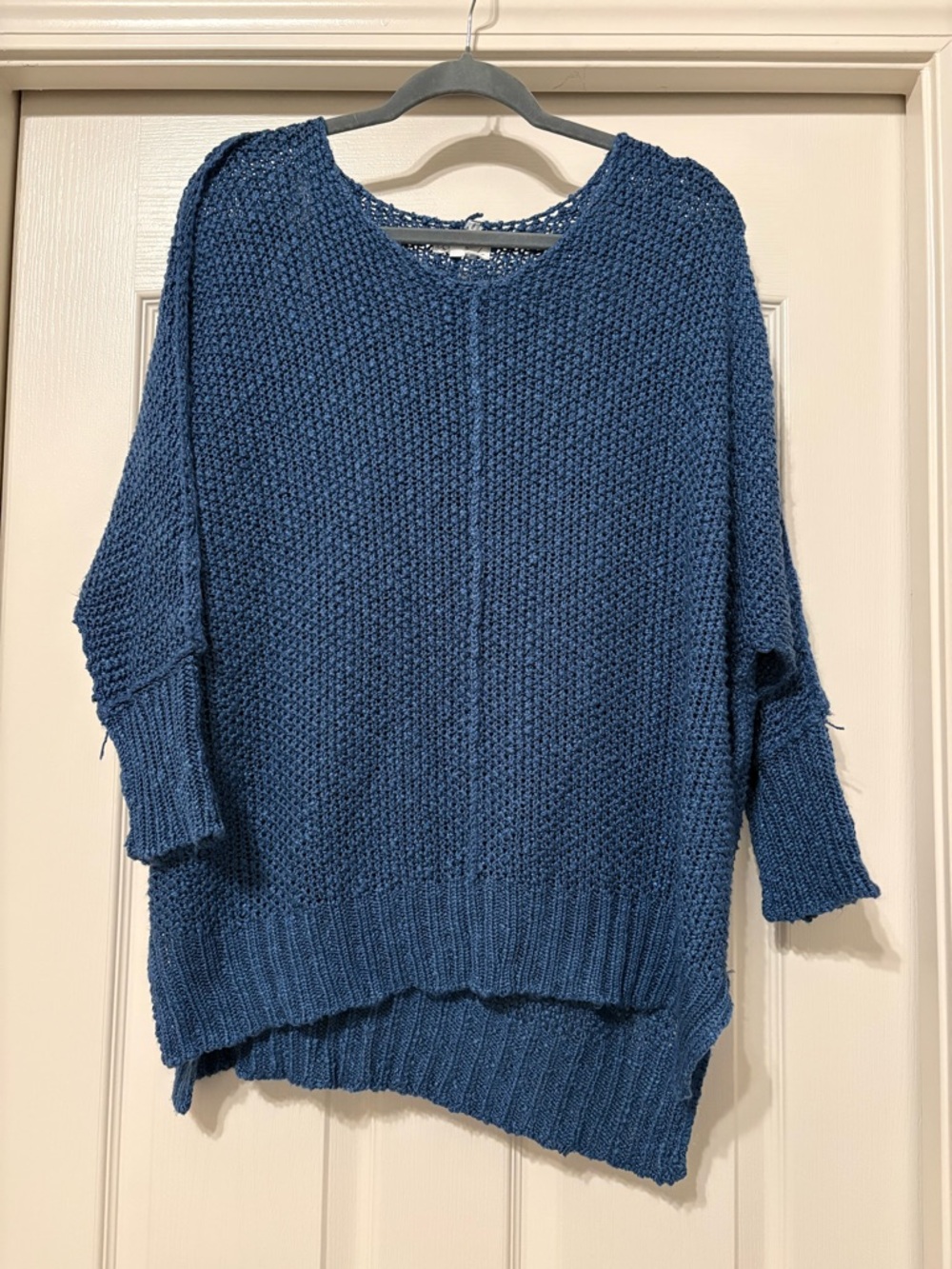 On The Road Chunky Blue Scoop Neck Knit Sweater